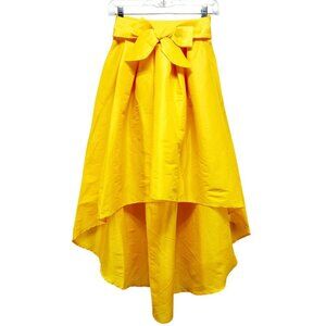 High-Low Yellow Midi Skirt With Bow Waist Detail By Haute Monde Size S